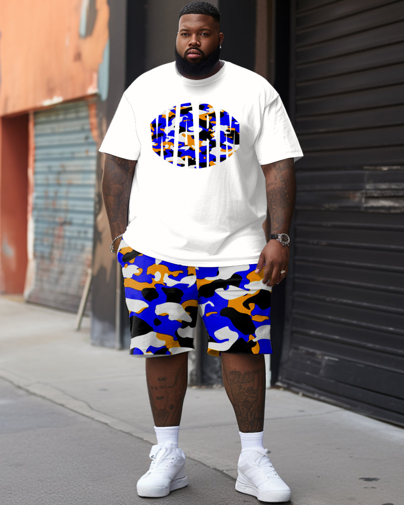 Men's Plus Size Camouflage Letter Print Large Men's Suit