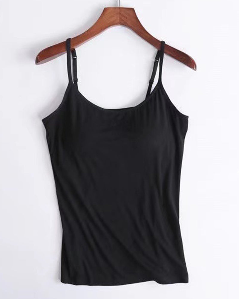 S-6XL Women's Plus Size Solid Color Long Modal Camisole With Chest Pad