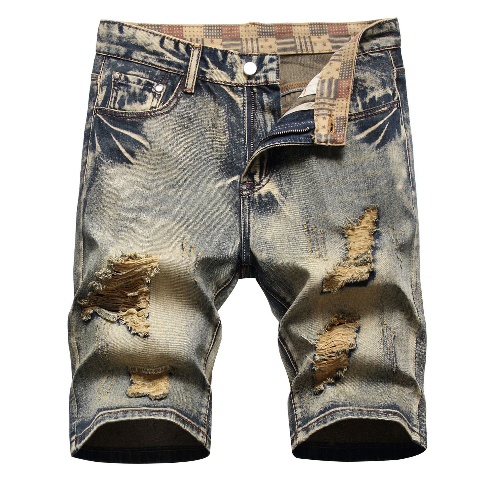 Big Men's Hole Worn Feature Fashion Trendy Street Shooting Jeans