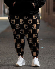 Women's Casual Street Fashion Nope. Not Today Print Plus Size Hoodie Suit