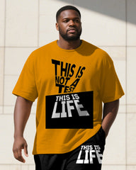 Men's Plus Size Black Orange Fun Attitude Letter Print T-Shirt Trousers Suit