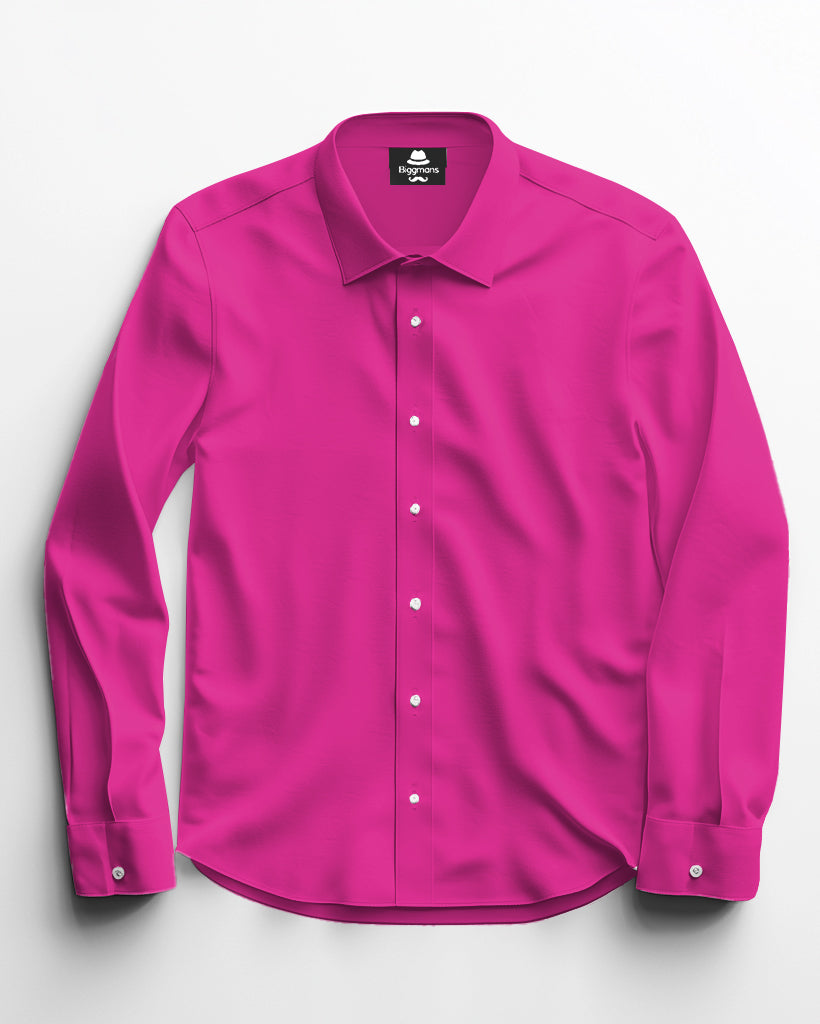 Solid Color Big Guys Long Sleeve Lapel Shirt and Pants Set