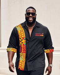 Big Boy Must-Have Fashion African Impression Totem Print Long Sleeve Shirt Trousers Suit