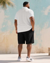 Men's Plus Size Gift For Father Short Sleeve POLO Shirt Shorts Suit