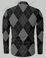 Big Men's Casual Diamond Button Down Long Sleeve Shirt