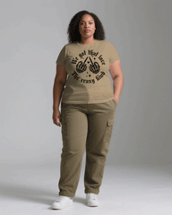 Big & Tall Men's Khaki Hand Bone Pattern Printed Men's And Women's Crewneck Short-sleeved T-shirts & Overalls Pants Couple's Suit
