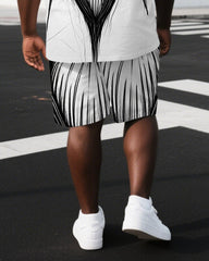 Big & Tall Men's Street Fashion Spider Monster Back Print Short-Sleeve T-shirt and Shorts Set