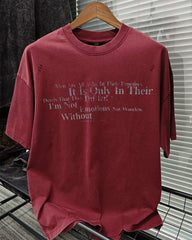 M-XL Street Fashion Wine Red Dressed Rough Letter Printed Round Neck Short Sleeve T-Shirt
