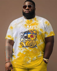 Street Casual Pad Dye Bear Print Large Men's Suit