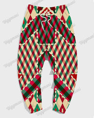 Men's Christmas Colorblock Red Plaid Print Plus Size Hoodie Suit