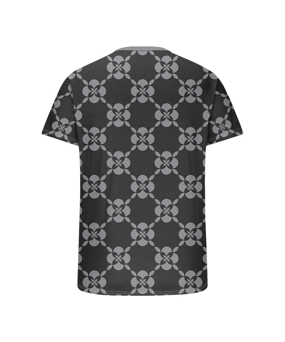 Men's Plus Size Daily Casual Black Grey Diamond Geometric Print Henry Collar Button Short Sleeve T-Shirt