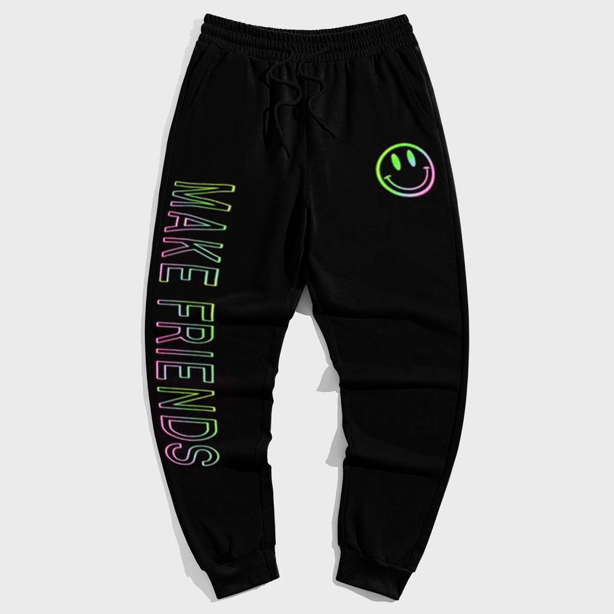 Street Style Big & Tall Men's Colorful Smile Face Make Friends Trousers