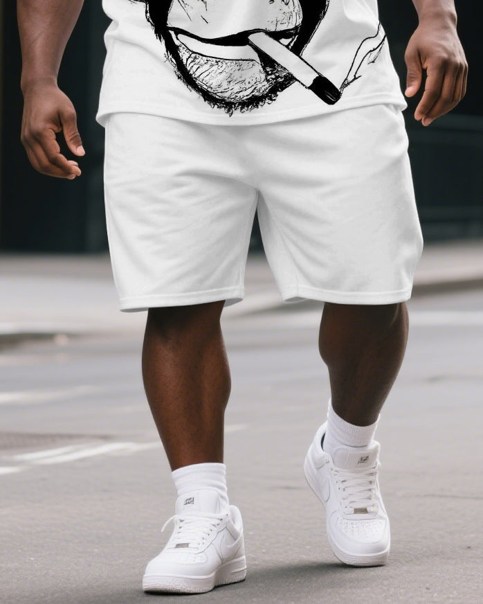 Big & Tall Men's Hip Hop Sunglass Smoking Gorillas Print Short-Sleeved T-shirt and Short Set