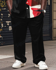 Men's Plus Size Black Colorblock Abstract Clown Cartoon Print Long Sleeve Shirt Trousers Suit