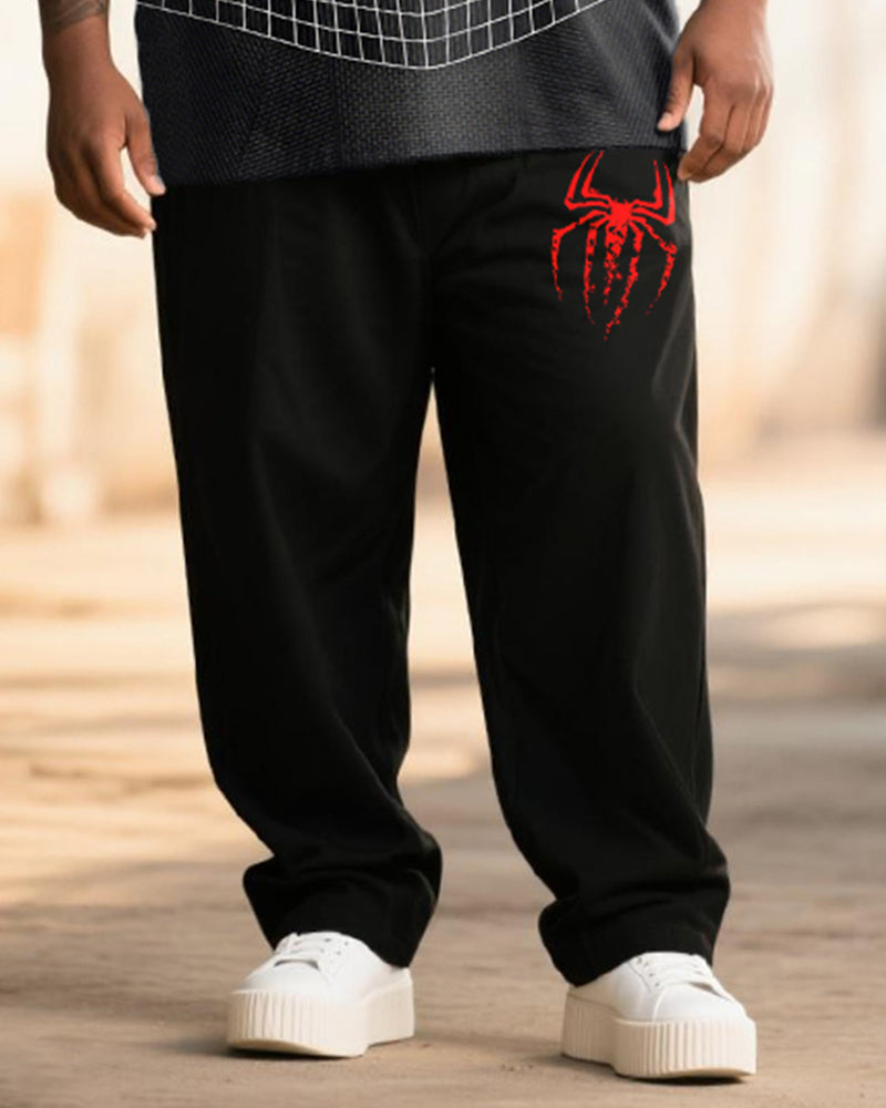 Big & Tall Men's Cosplay Reticulated Chest Spider Print T-Shirt Pants Suit
