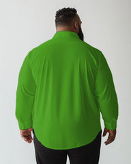 Men's Christmas Green Snowflake Santa Claus Print Plus Size Collar Long Sleeve Shirt