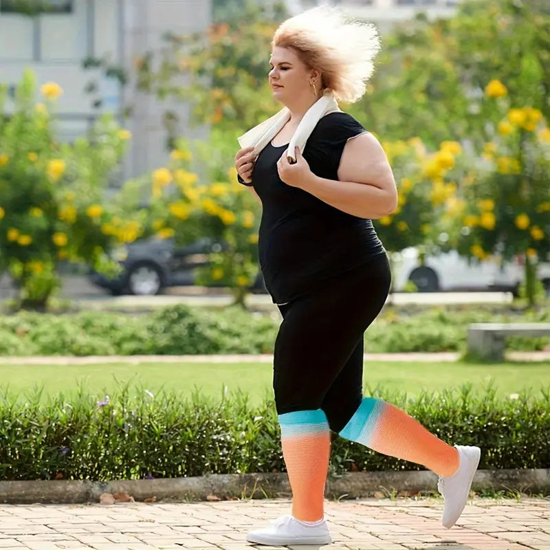 2XL-7XL Colorful Striped Running Fitness Compression Socks,For Obese Men And Women Sports Socks