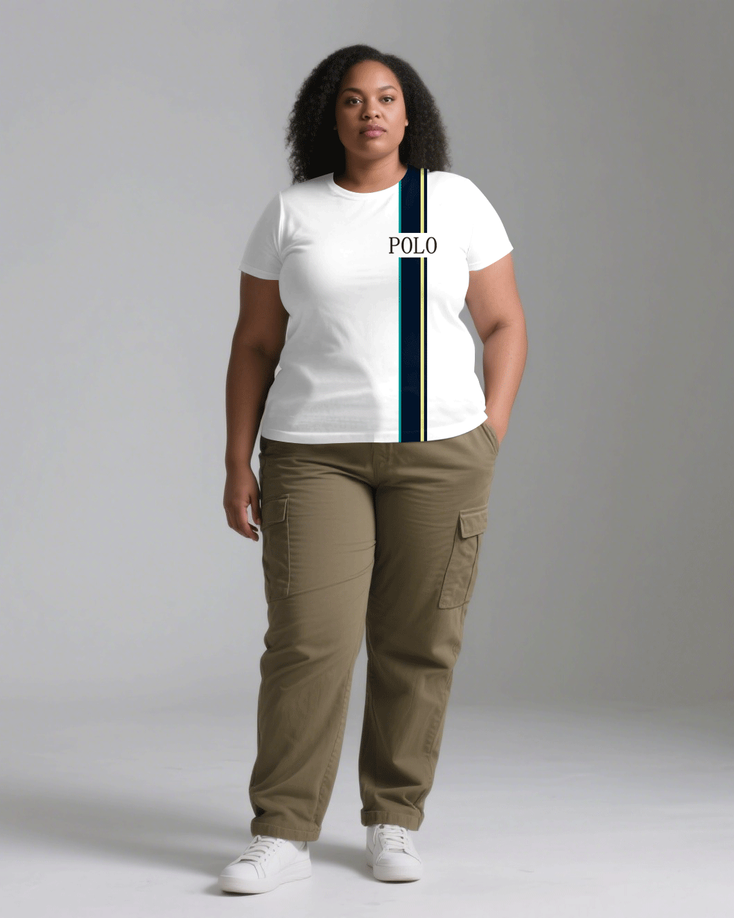 Big & Tall Men's White & Khaki Simple Stitching POLO Slogan Printing Men's And Women's Crewneck Short Sleeve T-Shirts & Covers Pants Pants Couple's Suit