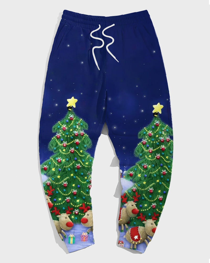 Men's Big & Tall Christmas Tree Santa Elk Hoodie Set of Two