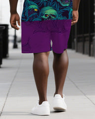 Strength In Every Skeleton Men's Roaring Skeleton Print Big & Tall Short Sleeve T-shirt and Shorts Set