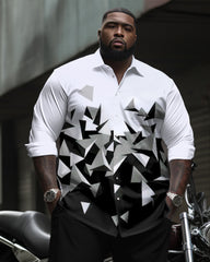 Men's Big & Tall Gradient Geometric Long-sleeved Lapel Shirt 2-piece Set