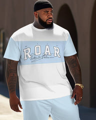 Big Men's Roar Color Matching Casual Street Short-Sleeved T-Shirts Two-Piece Set
