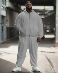Men's Big and Tall Solid Color Sport Zip Hoodie Set