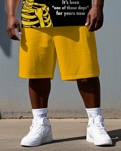 Skeletons Tell Bold Stories Big & Tall Men's Skull Theme Print Short Sleeve T-shirt & Shorts Set