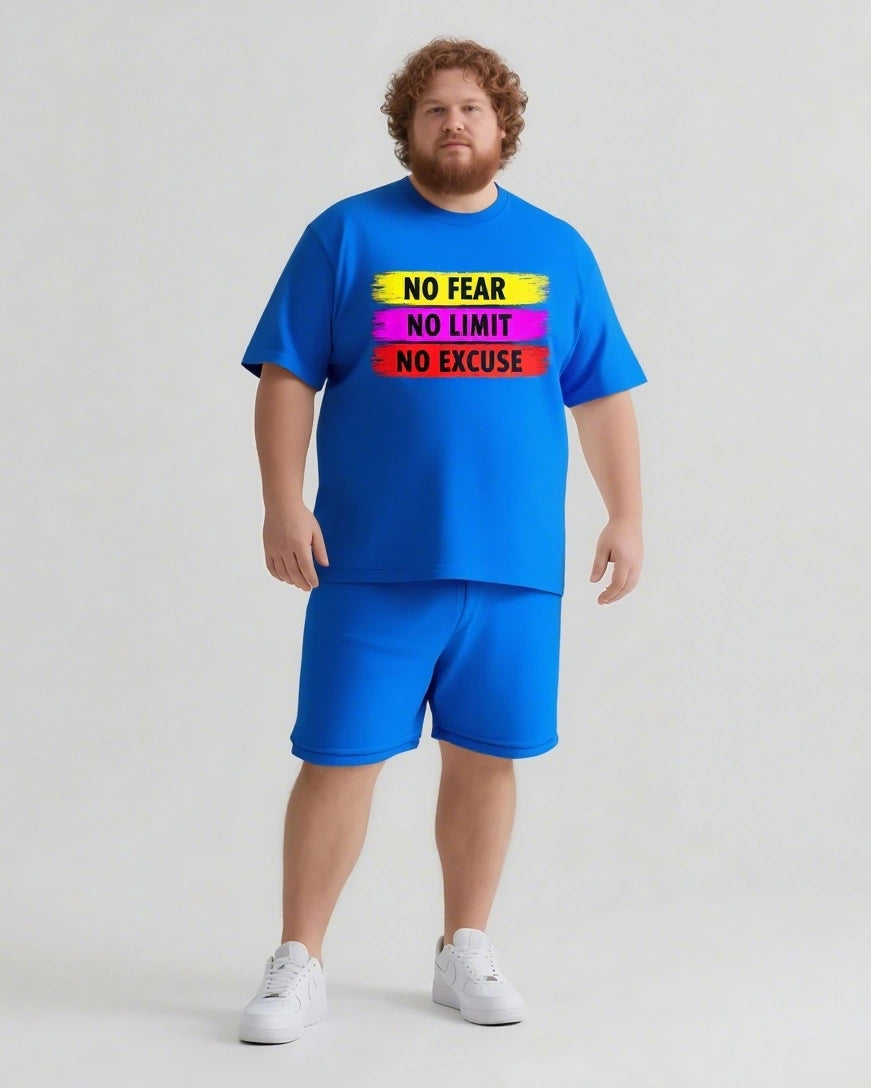 No Fear Just Do It Men's Big and Tall Simple Lettering Short Sleeve T-shirt Shorts Set