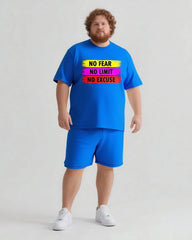 No Fear Just Do It Men's Big and Tall Simple Lettering Short Sleeve T-shirt Shorts Set