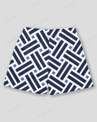Plus Size Men's Blue Stripe Geometric Print Sports Mesh Quick Dry Shorts