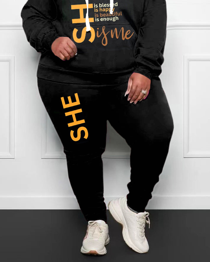 Women's Big and Tall She Is Positive Vibes Hoodie Set