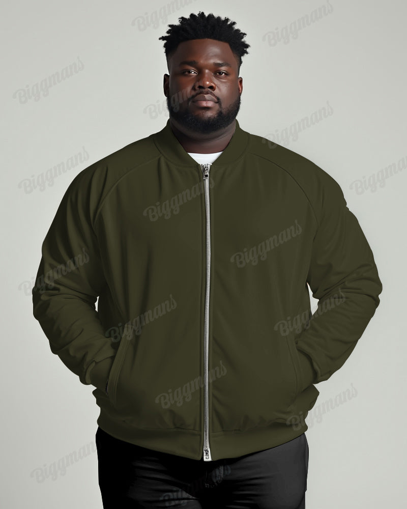 Men's Daily Casual Simple Solid Color Big and Tall Long Sleeve Jacket