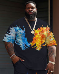 Street Casual Flame Contrast Ssangyong Print Large Men's Suit