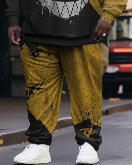 Men's Big & Tall Casual Hip Hop Colorblock Wicked Long Sleeve Hoodie Set
