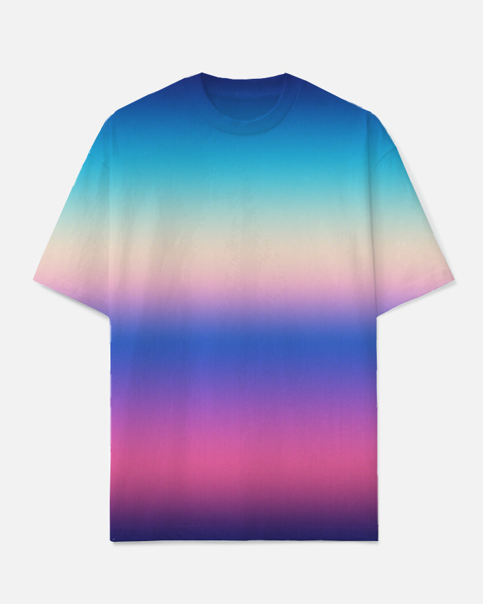 Big Guys Vibrant Blue Theme Gradient Outdoor Chic Short-Sleeve T-shirts