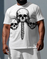 What Breaks You Builds You Big & Tall Men's Skull Screw Print Short Sleeve T-shirt & Shorts Set