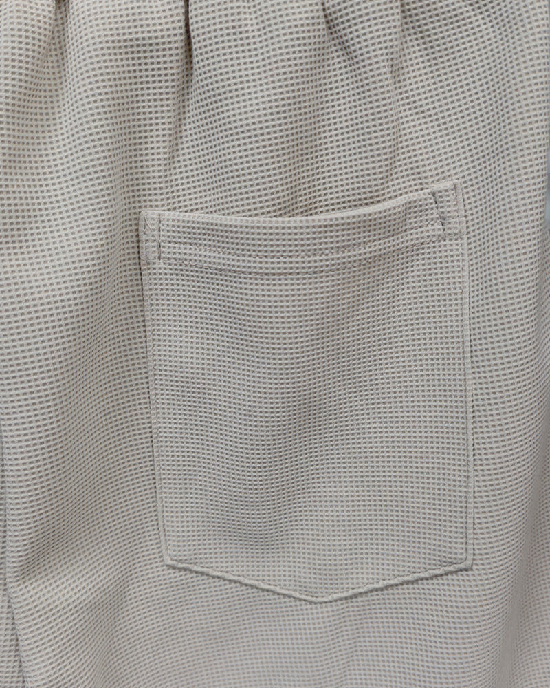 M-3XL Daily Casual Apricot Wafflick Breathable Crewneck Shorts Suit