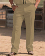 Western Denim-men's Plus Size Khaki Bullfight Pattern Symmetrical Printed Short Sleeve Shirt Trousers Suit