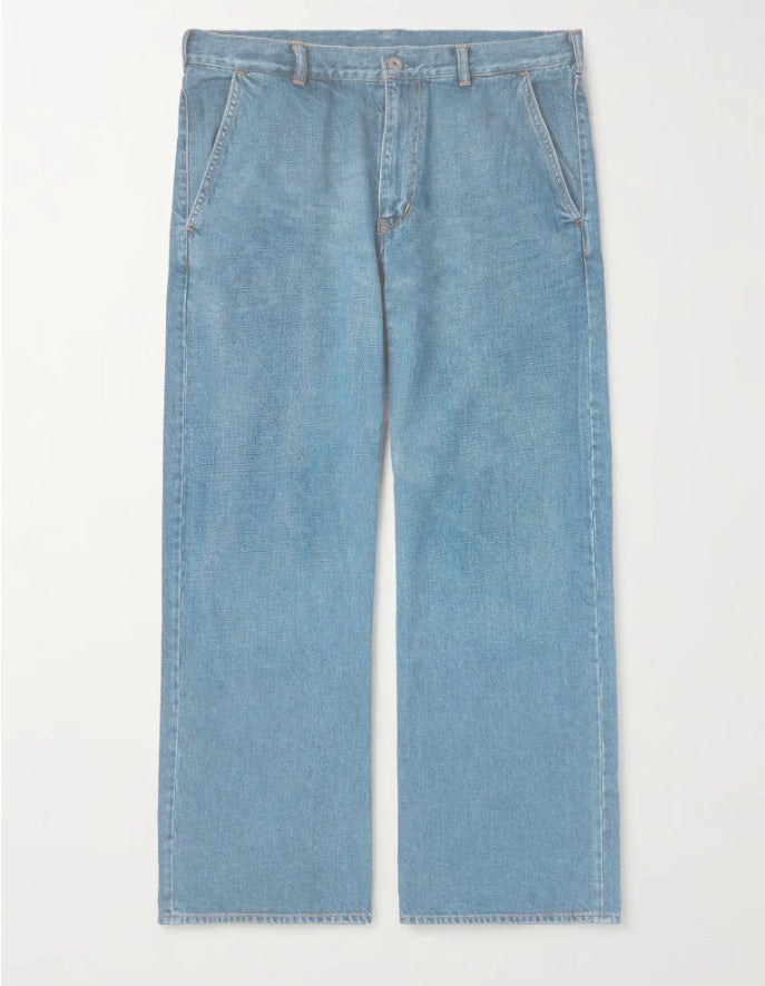 Plus Size Men's Daily Casual All-match Washing Water Pure Blue Denim Trousers