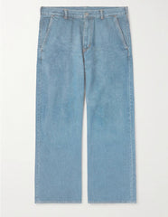 Plus Size Men's Daily Casual All-match Washing Water Pure Blue Denim Trousers