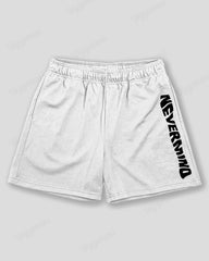 Big & Tall Men's Black And White Never Mind Letter Printed Sports Mesh Quick-Drying Shorts