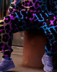 Women's Big Size Colorful Leopard Hoodies and Sweatpants 2-Piece Set