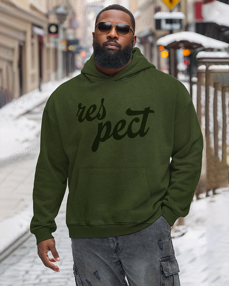 Respect Text Print Men's Loose Oversized Hoodie