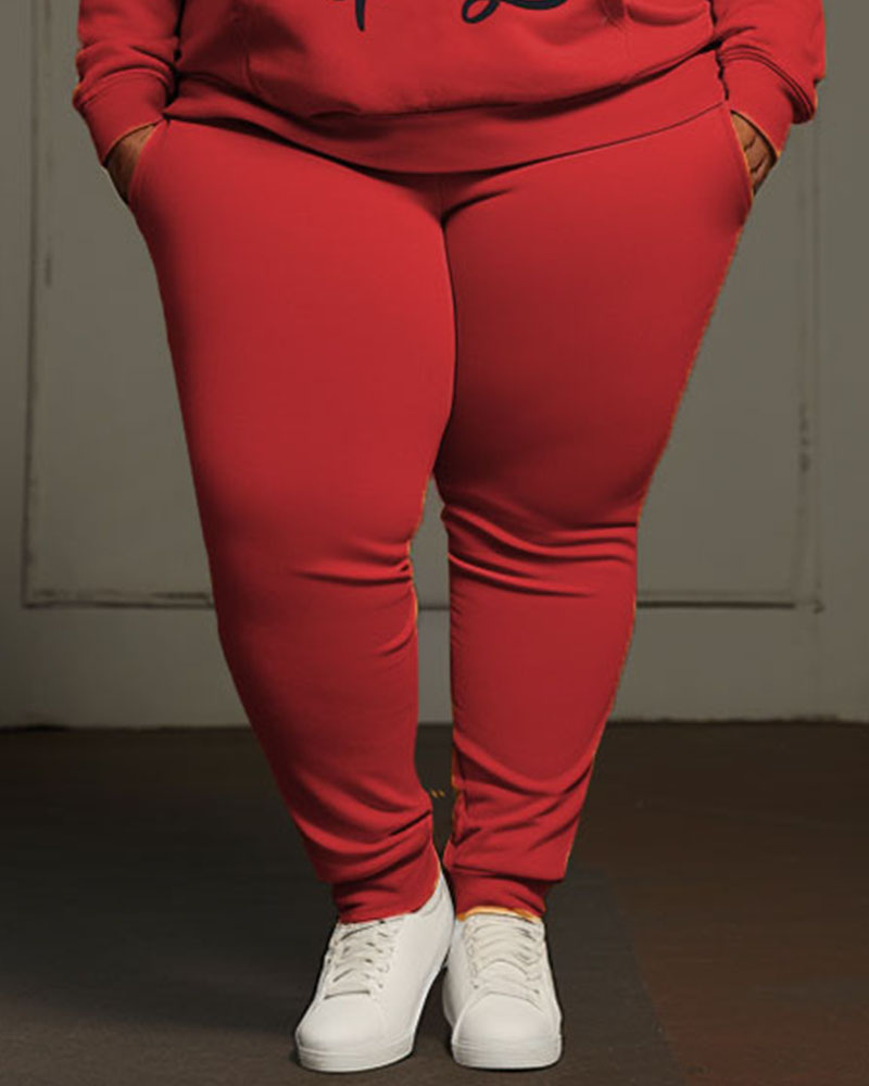 Women's Large Size Simple Style Be You With Apotogies Hoodie and Sweatpants Set
