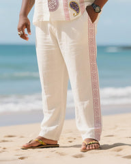 Big & Tall Men's Holiday Style Luxury Paisley Striped Printed Short-sleeved Shirt And Pants Suit