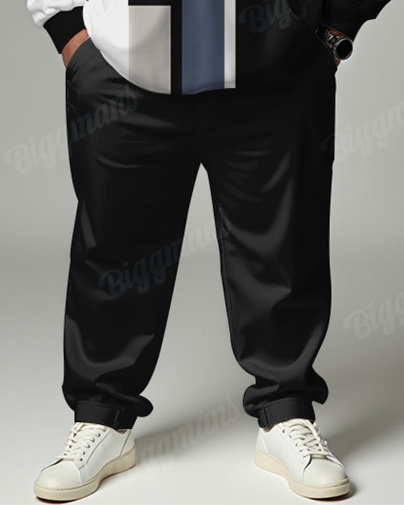 Big Men's Tracksuit Colorblock Plaid Hoodie Sweatpants Set