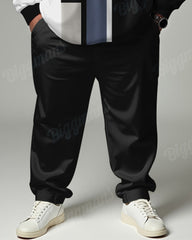 Big Men's Tracksuit Colorblock Plaid Hoodie Sweatpants Set