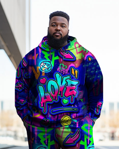 Men's Big & Tall Love Letter Tassel Hoodie Two Piece Set
