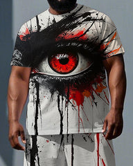 Big & Tall Men's Hip Hop Bleeding Eye Print Casual Short-Sleeve T-shirt and Shorts Set